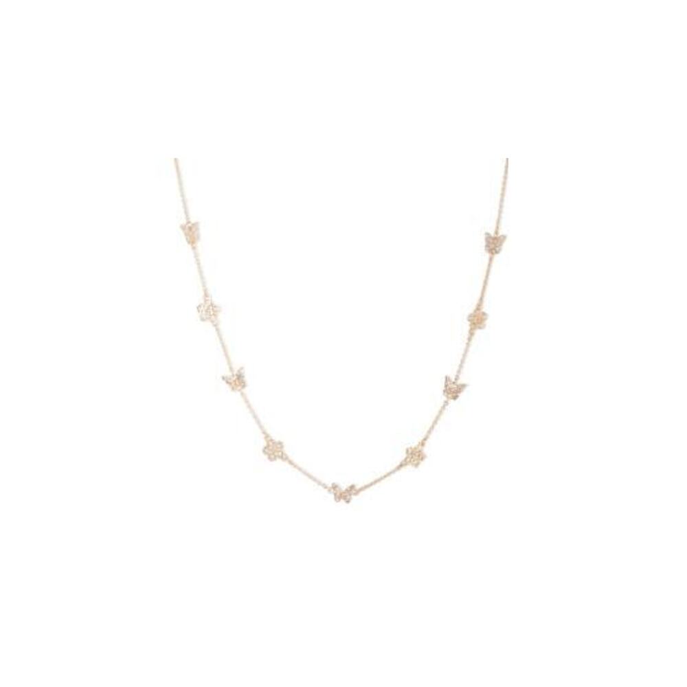 Marchesa Gold-Tone Crystal Butterfly & Flower Collar Necklace #156
